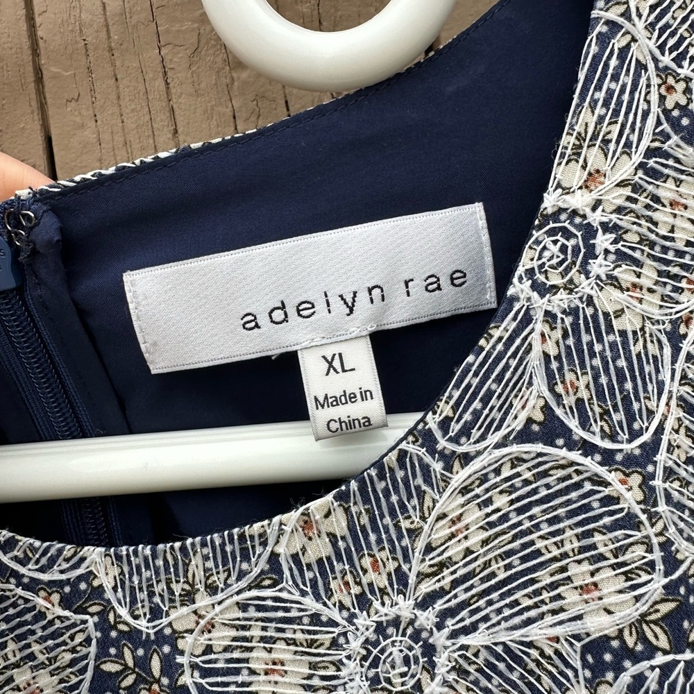 Adelyn Rae Floral Print Cutout Jumpsuit in Blue and White - Picture 3 of 7